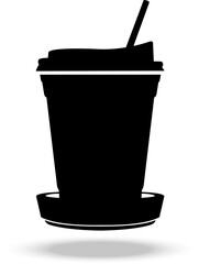 Iced coffee mug and coaster isolated on transparent background.