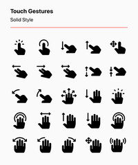 Obraz premium Customizable set of touch gesture icons covering gestures and movements for user interaction on device interfaces. Perfect for apps, websites, product design, device interface, interaction design, etc