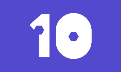 Number Blue Tech Modern Hexagon Logo