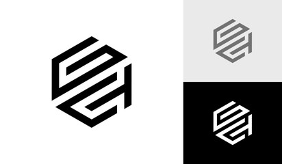 Letter GCT initial hexagon monogram logo design vector