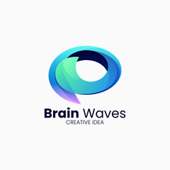 Vector Logo Illustration Brain Wave Gradient Colorful Style