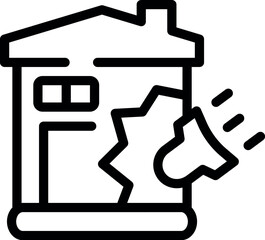 House bomb attack icon outline vector. Air raid. War alert