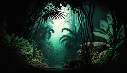 Fototapeta na wymiar Dark Green Jungle