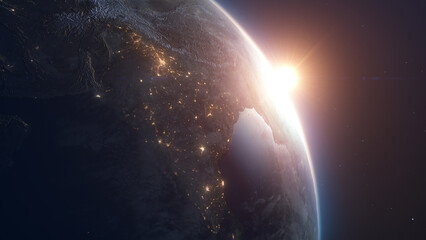 sunrise over earth in space © adison