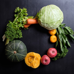 輪に並べた野菜