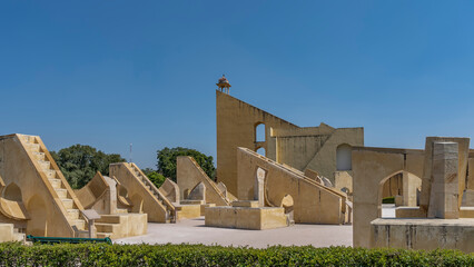 The ancient observatory of Jantar Mantar has various astronomical instruments built of sandstone....