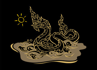 Fototapeta premium dragon on a black background vector for card illustration decoration