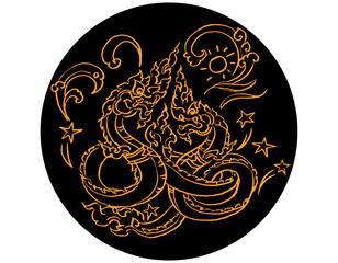 Naga in the black moon vector for card illustration decoration