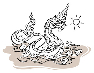 black dragon tattoo vector for card decoration illustration - obrazy, fototapety, plakaty