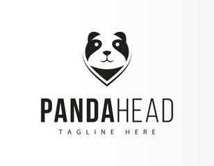 Panda Head Map Pointer Logo Icon Design Template