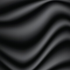 Abstract background of black fabric texture. Wallpaper luxury by soft curve of canvas and wave. Illustration background of black cloth and satin.