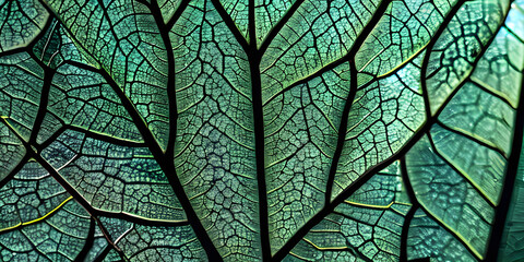 green leaf texture macro photography of beautifull leaves colored translucent, neon, transparent, closeup
