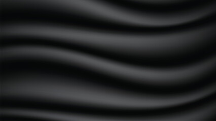 Abstract background of black fabric texture. Wallpaper luxury by soft curve of canvas and wave. Illustration background of black cloth and satin.
