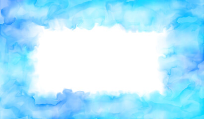 Fototapeta na wymiar Light Blue Gradient Watercolor Border With Space For Your Text Or Image