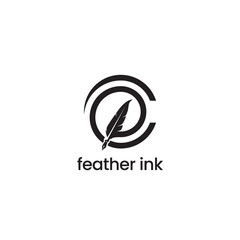 feather pen ink initials CP design logo for publishing or printing book companies.