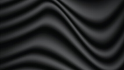 Abstract background of black fabric texture. Wallpaper luxury by soft curve of canvas and wave. Illustration background of black cloth and satin.