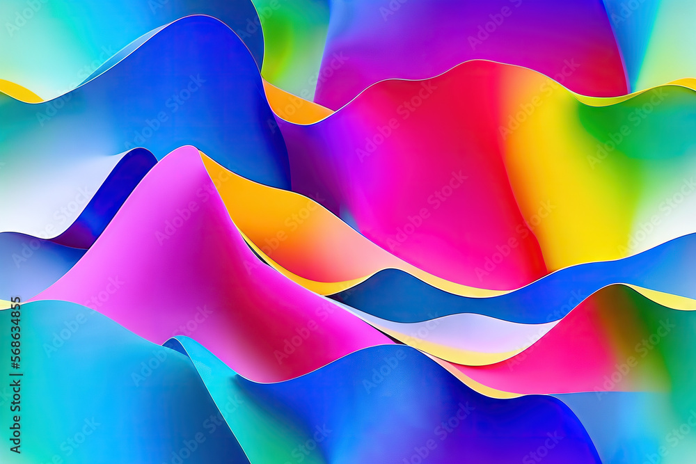 Poster abstract background with rainbow-tinted wavy patterns generative ai art illustration