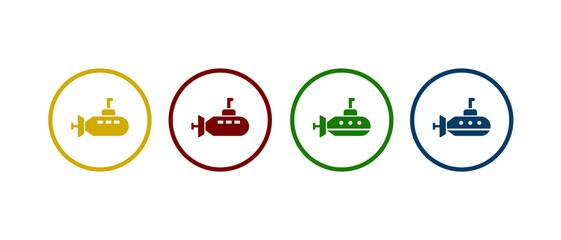 The military submarine ship icon set. submarine icon with different color design.