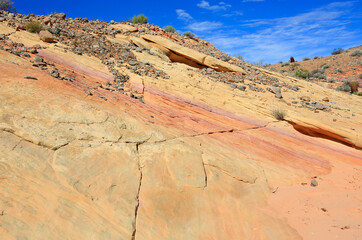 Colorful sandstone slab - Valley of Fire State Park, Nevada