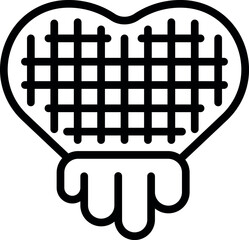 Heart waffle icon outline vector. Belgian wafer. Cake pastry