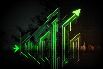 Gain, green arrow, chart, investment, stock exchange, stocks, money, growth planning charts, opportunity, business challenge and strategy, profit target, generated by ai
