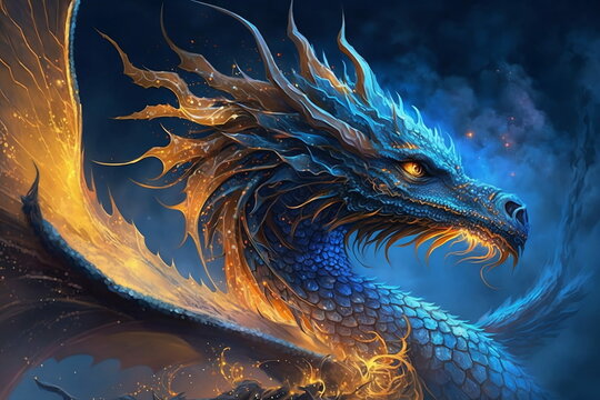 Blue And Gold Dragon