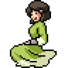 Fototapeta premium pixel art asian woman dress