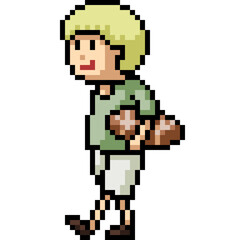 Fototapeta premium pixel art boy play ball