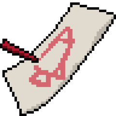 pixel art rocket on paper