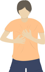 Fototapeta premium Person suffer from the pain in the chest isolated on a transparent background. Health care and pain concept.