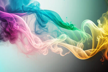 Colorful abstract art of flowing smokes for wallpaper background created with Generative AI technology.