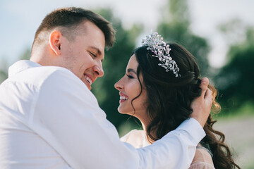 Wedding for two on a lavender field. Gorgeous wedding couple.