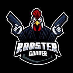 Rooster gunner mascot logo design