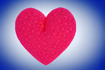 3d geometry beautiful heart. Illustration. Generative AI. valentine background with 3d hearts. Valentine's day design. valentine day concept. Romantic background. For creative banners and web posters.