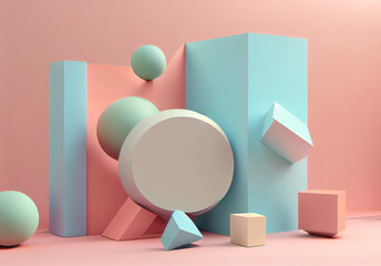 Pastel Abstract background and decoration scene template. geometric shape for the presentation background.Generative AI