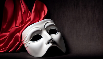 Opera art mask on stage, costume Venice vintage party, Opera day, Generative AI