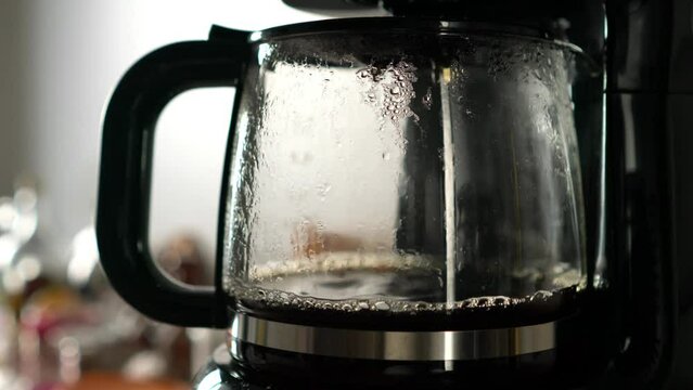 convenient coffee maker drink coffee maker caffeine filter black making in 4k video footage