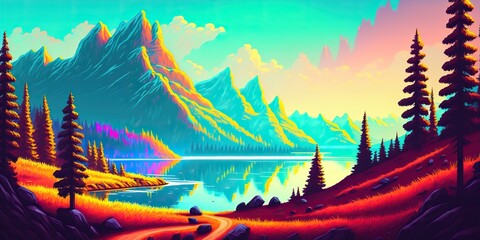 Strong colored landscape illustration