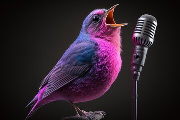 singing bird on microphone