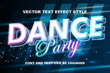 dance party neon light typography lettering 3d editable text effect font style template design for wallpaper banner poster flyer background