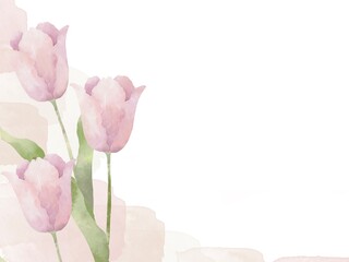 くすみカラーがおしゃれな水彩の花のフレーム背景イラスト
