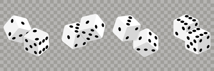 Dice collection. Game dice in isometric design. Vector 3d icon - obrazy, fototapety, plakaty