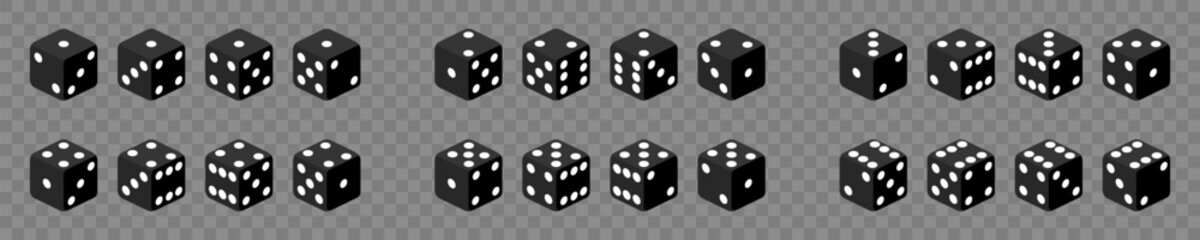 Dice collection. Game dice in isometric design. Vector 3d icon
