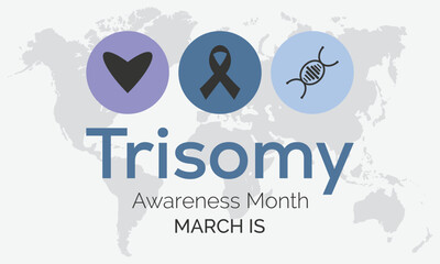 National trisomy awareness month. Trisomy is a chromosomal condition characterized by an additional chromosome.  Vector web banner, poster, card for social media, networks