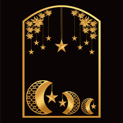 ramadan kareem mosque, moon, golden star. vector illustration