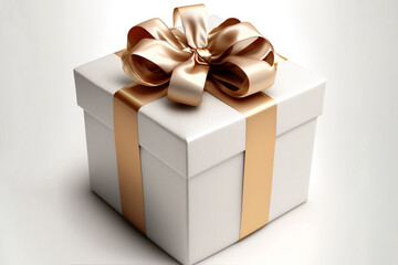 Present gift box with ribbon and bow illustration