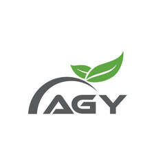 AGY letter nature logo design on white background. AGY creative initials letter leaf logo concept. AGY letter design.
