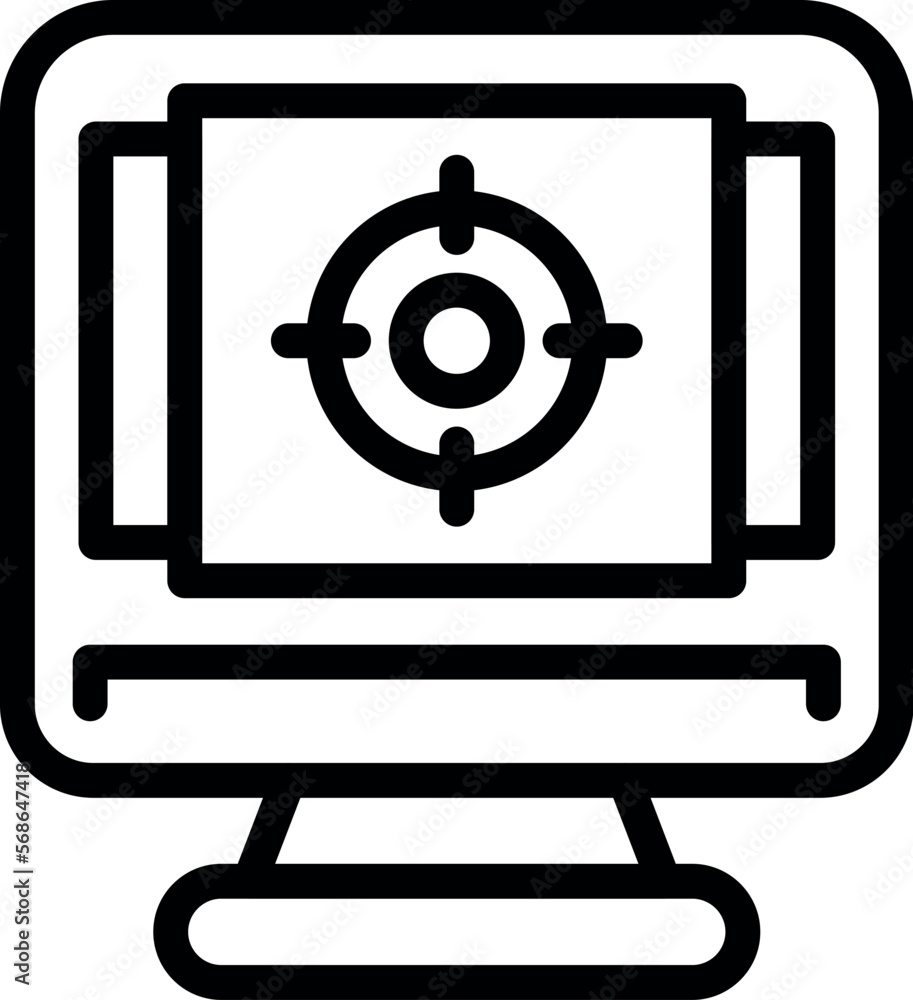 Poster monitor target icon outline vector. plotter device. format offset