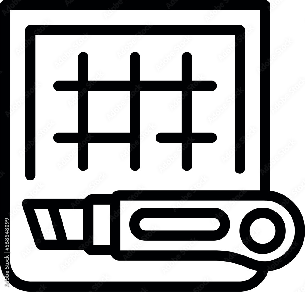 Poster knife plotter icon outline vector. data device. copy computer