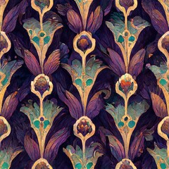 jewel tone repeating art nouveau pattern
